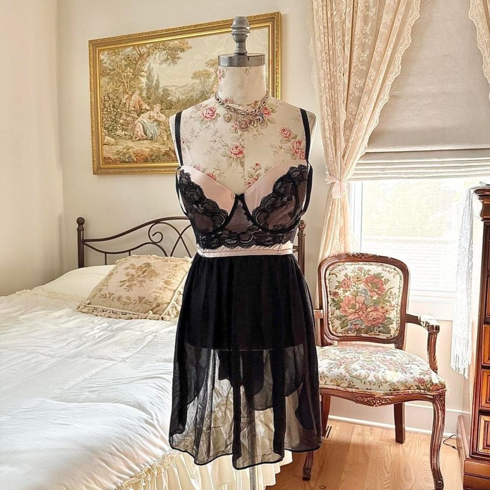 black lace babydoll dress  Y2K black lace babydoll slip dress Torrid size 1x